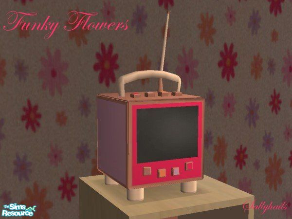 Sims 2 — Funky Flowers Kids Bedroom - Kids TV by sallyhails — Bright and cheerful pink, orange and light wood recolours