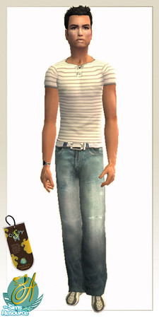 Sims 2 —  by Atracao — Whole outfit in cushy style for lazy days with friends and more. T-Shirt with graphic stripes,