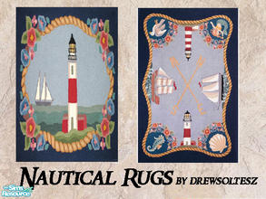 Sims 2 — Nautical Rugs by drewsoltesz — Recolour of the Pets EP object \"Weirdness is Art Rug\", these nautical
