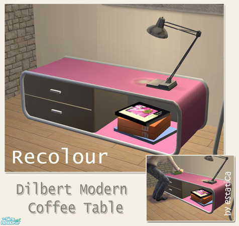Sims 2 — Dilbert Modern Coffee Table - Pink Recolour by estatica — A pink recolour of the Dilbert Modern Coffee Table.