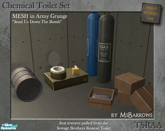 Sims 2 — Chemical Toilet Set - Army Grunge MESH by MsBarrows — Just what every bomb shelter needs to be fully prepared -