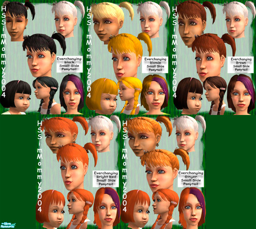 Sims 2 — Everchanging Small Side Ponytail by oldmember_HSSimMommy2004 — In 5 different colors