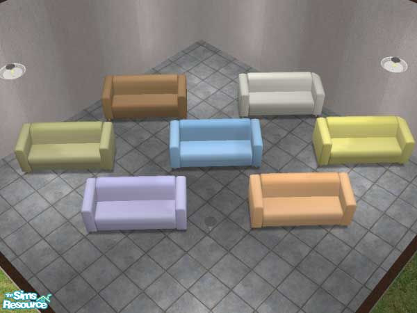 Sims 2 — Pale Loveseat Set by SteelLlama — A set of seven loveseats in pale colours (skyblue, cornflower, white, soft