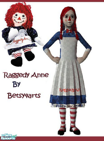 Sims 2 — Raggedy anne by Betsy4arts — Now your little sim girls can have their very own real Raggedy Anne.Betsy's