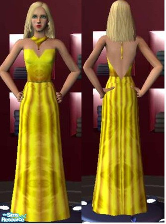 Sims 2 — goldongold by ead425 — gold textured gown with golden collar