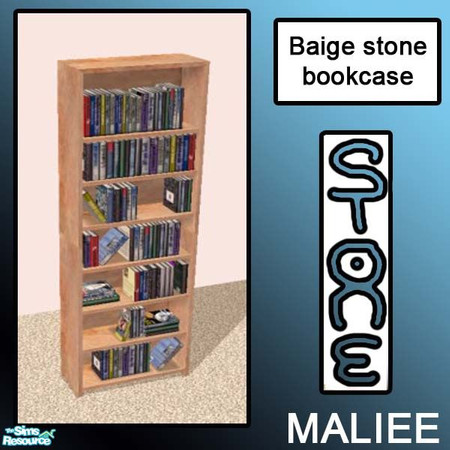 Sims 2 — stone bookcase by maliee1 — here is a beautiful baige collectin, of objects made from the finest stone in all of