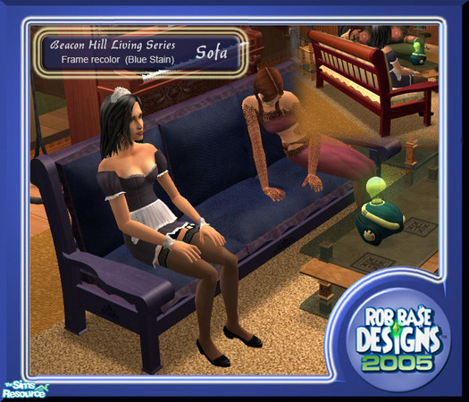 Sims 2 — B.H.L.S.  Sofa, (Blue Finish) by robbase — This is a frame recolor for the B.H.L.S. Sofa. This file requires the