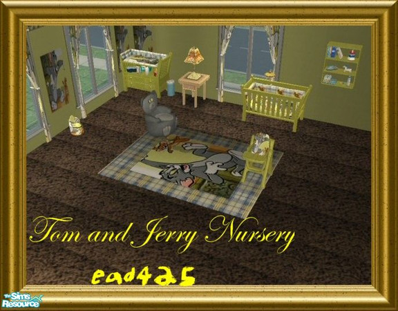 Sims 2 — Tom and Jerry Nursery by ead425 — thanks to WB:11 items, 2 wall, 1 floor; crib, changing table, rug set, shelf,