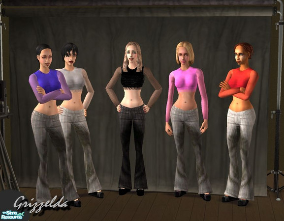 Sims 2 — Bell Bottom Blues by Grizzelda — This is a new mesh with a set of textures. I've made the model more shapely and