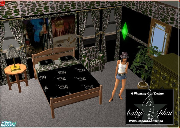 Sims 2 — Baby Phat "Wild Leopard" Collection by PhantasyGurl — My favorite brand I madeinto a bedroom set that