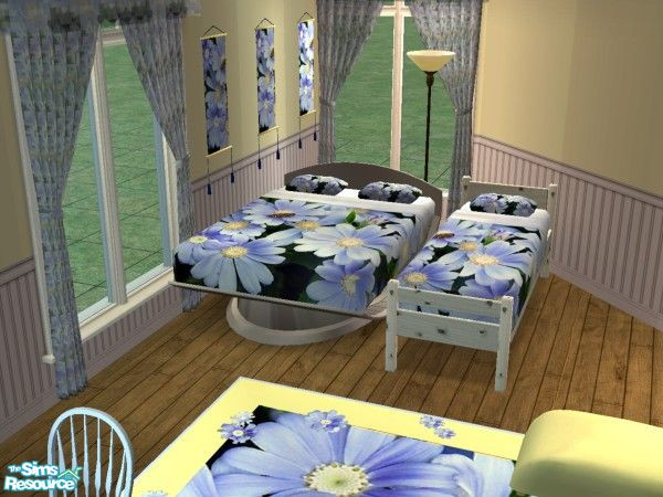 Sims 2 — Blue Daisy Bedding by candrew22004 — I created a set starting with the Blue Daisy Alienware Computer..and it