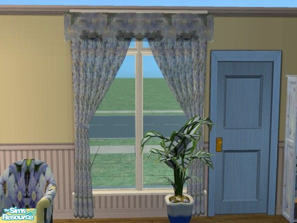 Sims 2 — Blue Daisy Veil Drapes by candrew22004 — I created a set starting with the Blue Daisy Alienware Computer..and it