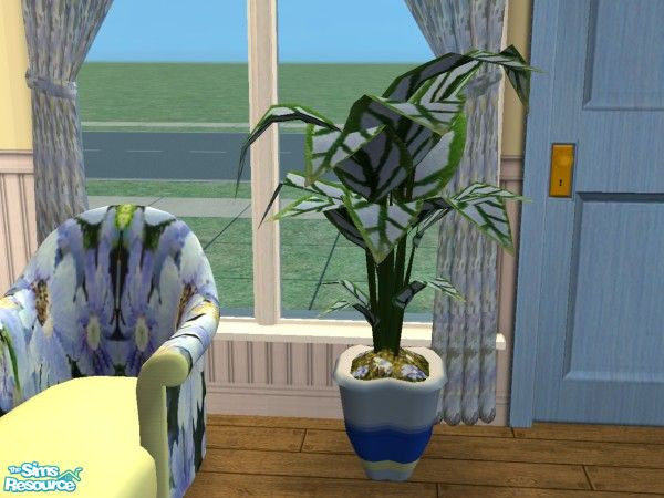Sims 2 — Blue Daisy Rubber Tree Plant by candrew22004 — I created a set starting with the Blue Daisy Alienware