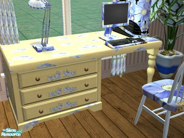 Sims 2 — Blue Daisy Office Desk by candrew22004 — I created a set starting with the Blue Daisy Alienware Computer..and it