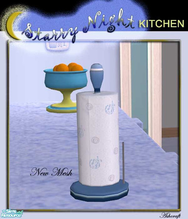 Sims 2 — Starry Night Paper Towel Holder by Cashcraft — A paper towel holder for the Starry Night Kitchen. New Mesh.
