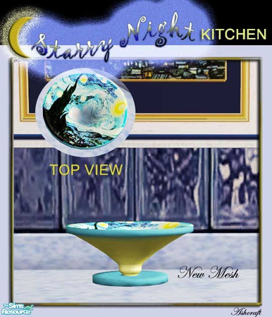 Sims 2 — Starry Night Deco Bowl by Cashcraft — A decorative bowl for the Starry Night Kitchen. New Mesh