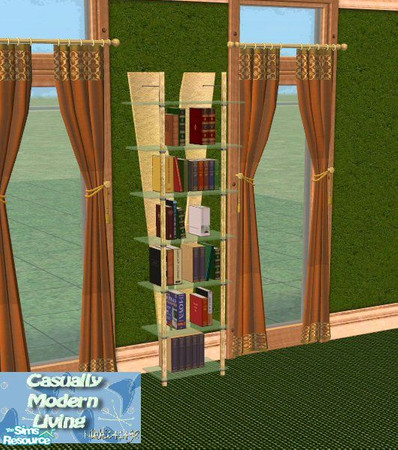 Sims 2 — Casually Modern BookCase by Nikki041498 — Glass and metal. As modern as it gets. Brushed gold tone metal