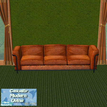 Sims 2 — Casually Modern Sofa/Loveseat by Nikki041498 — Worn leather in a bright sienna tone. Both Loveseat and Sofa