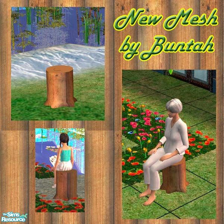 Sims 2 — Sittin' on a stump by buntah — This stump is cloned from a dining chair, so your sim can sit on it and play