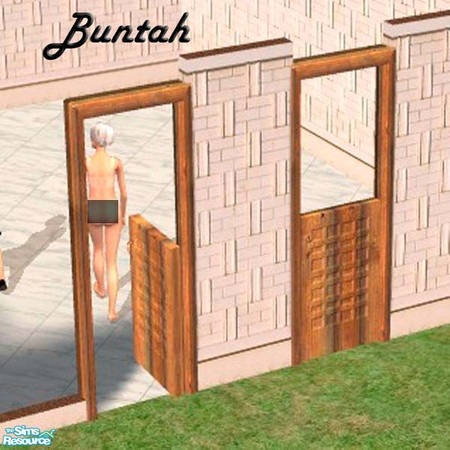 Sims 2 — Worn Wood Half Door by buntah — This is a recolor of the half door. It requires the base mesh file and the