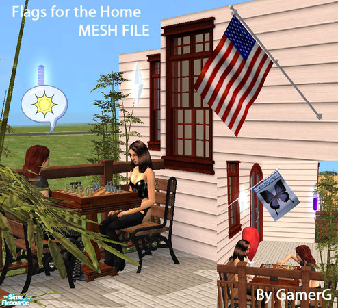 Sims 2 — Flags for your Home - MESH FILE American by Gamerg — YOU NEED THIS FILE FOR THE FLAGS TO WORK. I hope you enjoy