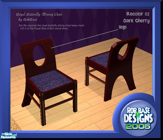 Sims 2 — Dark Cherry Legs by robbase — This requires the Royal Butterfly Dining chair mesh file by RobBase.