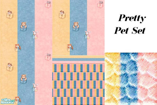 Sims 2 — Pretty Pet Set by Lorah — Pretty Pet Set with gift wrapped pets of a puppy, kitten, bear, mouse and bunny on