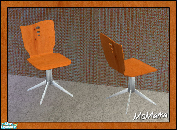 Sims 2 — NK Maple Study - Desk Chair, Blue Metal by MoMama — A desk chair in American Hard Maple with blue metal legs.