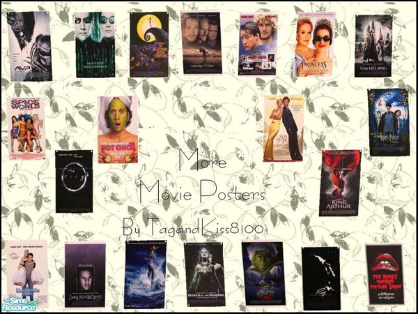 Sims 2 — Movie Posters by tagandkiss8100 — 20 Movies posters. Great for Teen rooms or a Movie Theater Rooms. :)