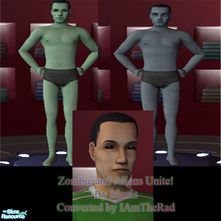 Sims 2 — Zombies and Aliens Unite! by IAmTheRad — A converted Zombie skintone to be selectable without debugmode, and