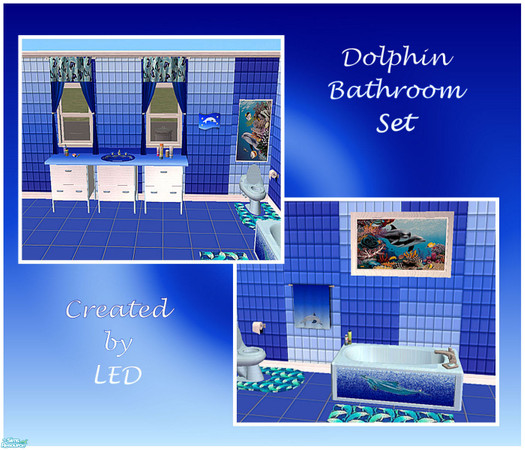 Sims 2 — LED Dolphin Bathroom Set by ladyearthdancer — Look for a matching bedroom coming soon..You will need Windkeepers