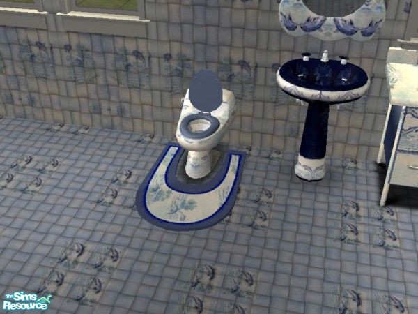 Sims 2 — dolphin bath toilet mat by ead425 — 12 items 1 wall 1 floor: includes, toilet mat 
