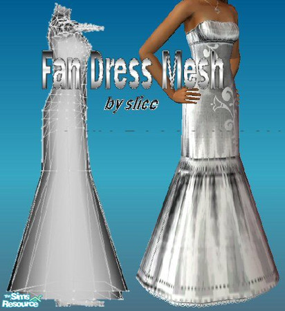 Sims 2 — Fan Dress *Mesh* by slice — *NOTE: You need this mesh and at least one recolor for it to show up in the game.