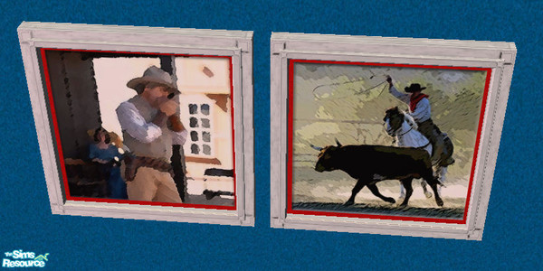 Sims 2 — BR - Cowboy Painting & Frame by Simaddict99 — Cowboy painting and white washed wood frame. (one on the