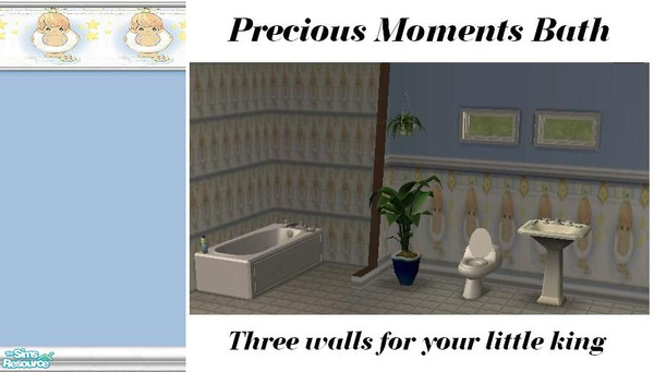 Sims 2 — Precious Moments King Toddler Bath by Lorah — Precious Moments Bath has three walls of a cute king toddler.