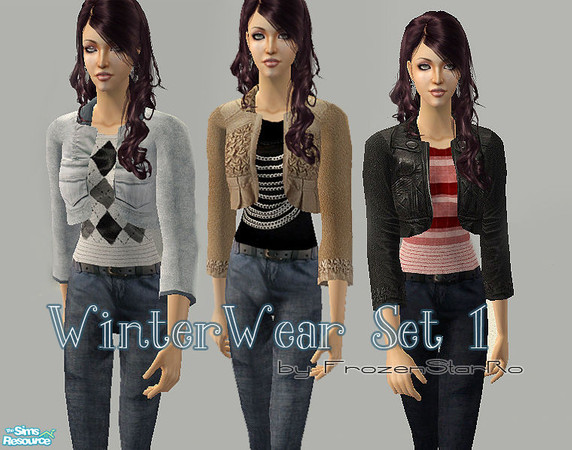 Sims 2 — WinterWear Set I by FrozenStarRo — New set of outerwear for female adults. One outfit is jeans with a denim