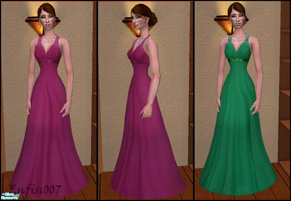 Sims 2 — long formal dresses set by enfin007 — pink and green