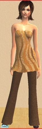 Sims 2 — Basic Faves - The Strapless Collection - BFSPantSet28 by Basic....For Sims — Wavy Browns -- The top is