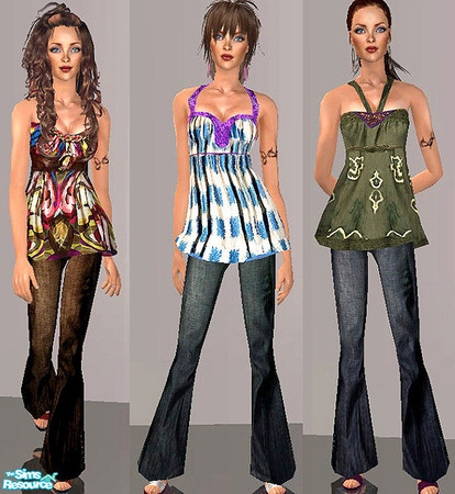 2 — OpenHouse AF Bell Bottoms Set by openhousejack — a set of three female bell bottoms jeans and alpha top in retro