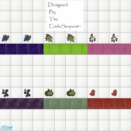 Sims 2 — Fruit Mexican Tile Set by eriduserpent — Six walls & one plain tile. (These are not meant for mixing