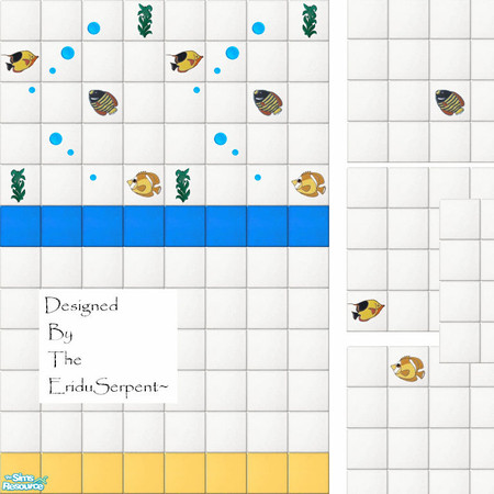 Sims 2 — Fish Mexican Tile Set by eriduserpent — One wall & four tiles to dot around. Again these tiles are to be