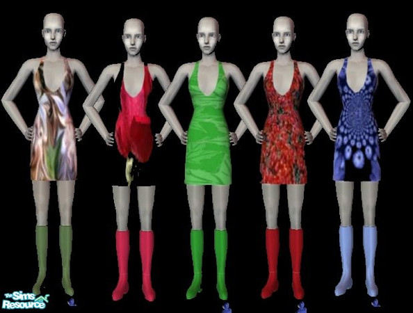 Sims 2 — Boots by jasmine63 — a set of dresses with matching boots.