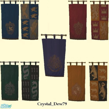 Sims 2 — Hogwarts tapestries set by Crystal_Dew79 — A set of nine tapestries: one with Hogwarts 'coat of arms' and two