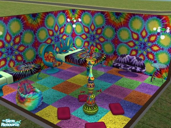 Sims 2 — Funky TyeDye Room Set by candrew22004 — A Funky TyeDye room for your hippy sims to enjoy. This set is great for