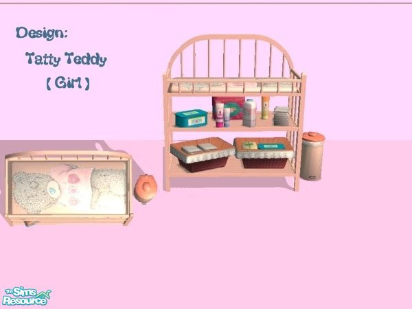 Sims 2 — Baby Table by Kidsclub — Design: Tatty Teddy pink, " Girl " Wickeltisch