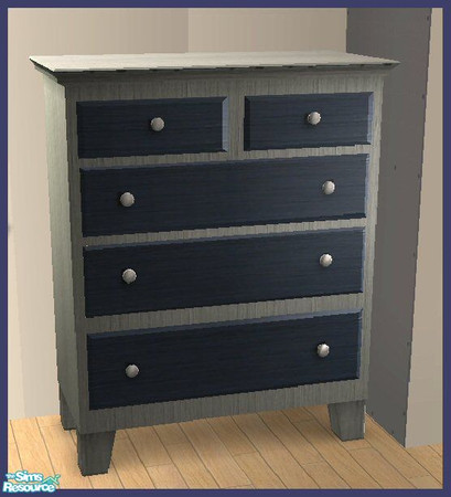 Sims 2 — White Dresser with Blue Drawers by SSilver — Part of my Checkered Blue Bedroom.