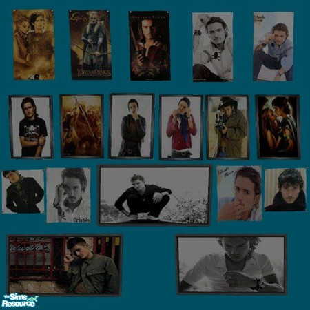 Sims 2 — Orlando Bloom Picture & Poster Set by tagandkiss8100 — There are 18 in total. 9 Posters, 9 Pictures. Some