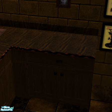 Sims 2 — Dark Wood Cupboard by arenaria — An old dark Walnut cupboard and top for all your Wizard's potion making!!! Part