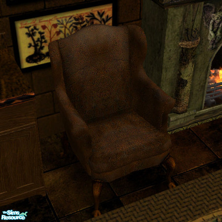 Sims 2 — Old Leather Chair by arenaria — Soft, worn and comfy from decades of use. Part of a set. By Arenaria