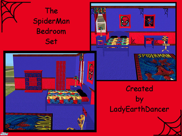 Sims 2 — LED SpiderMan Bedroom Set by ladyearthdancer — I did this set for my young nephew who loves SpiderMan..I hope